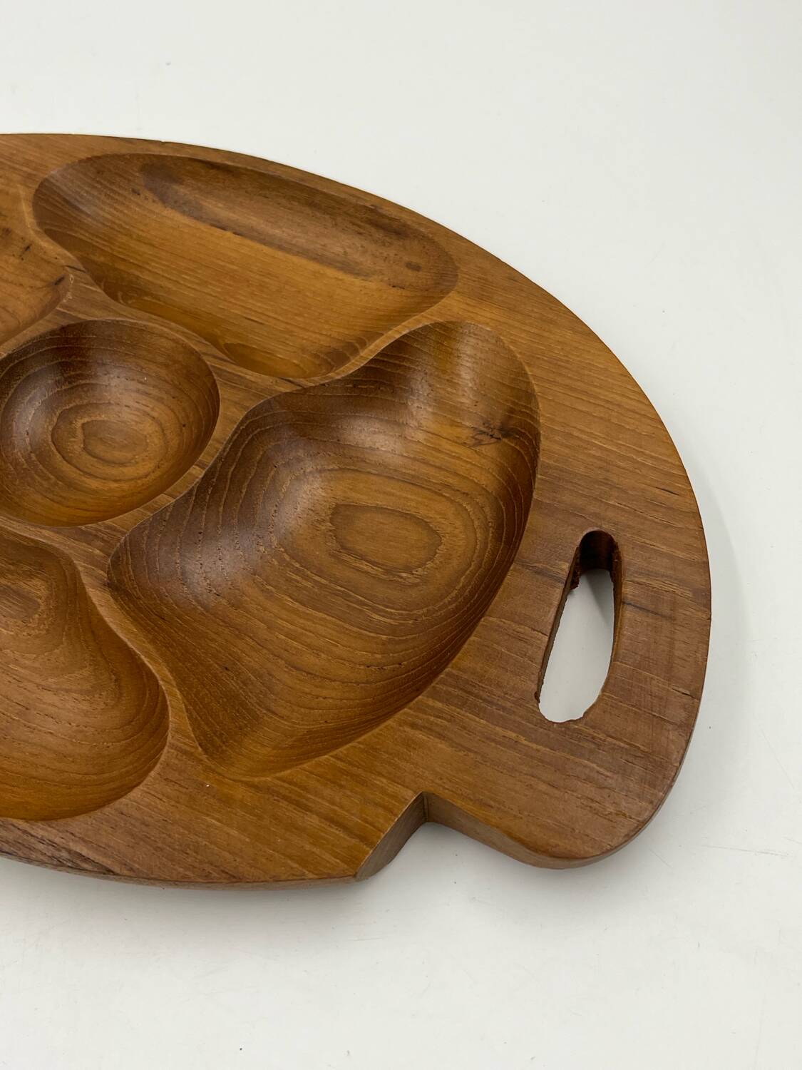 Solid teak aperitif dish