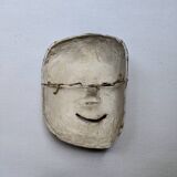 Japanese papier-mâché theater mask wall decoration from the 50s