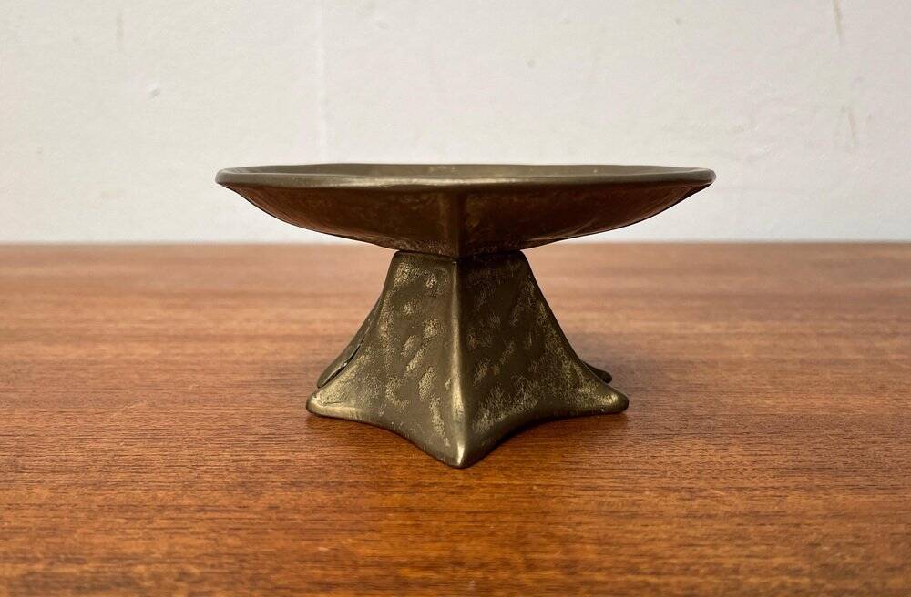 Brutalist bronze candlestick from the mid-century, 1960s.