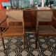 Pair of wood and cane armchairs