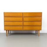 Commode danoise à 8 tiroirs en teck d'Omann Jun, 1970