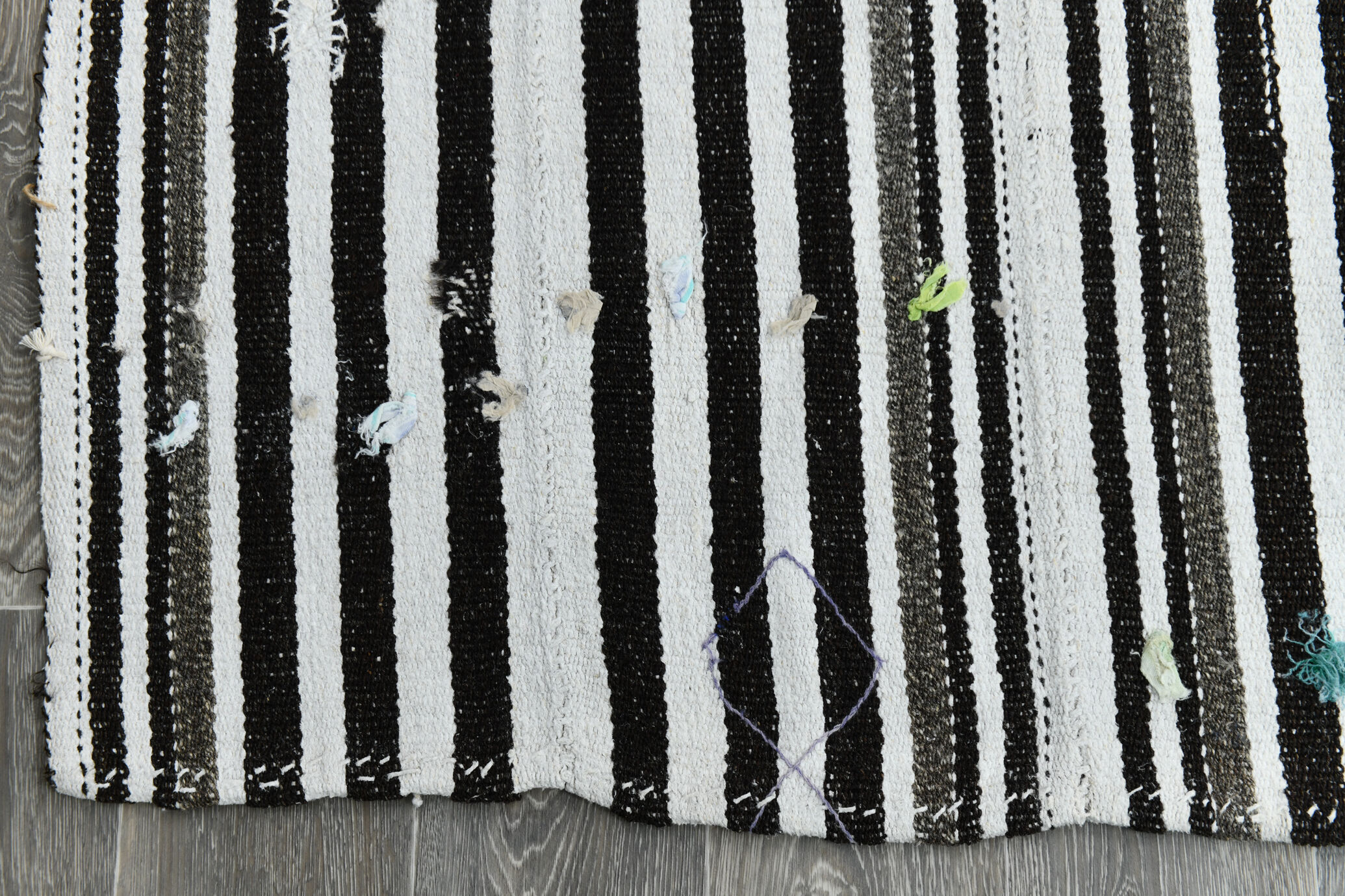 Tapis chanvre noir blanc, 181x223cm