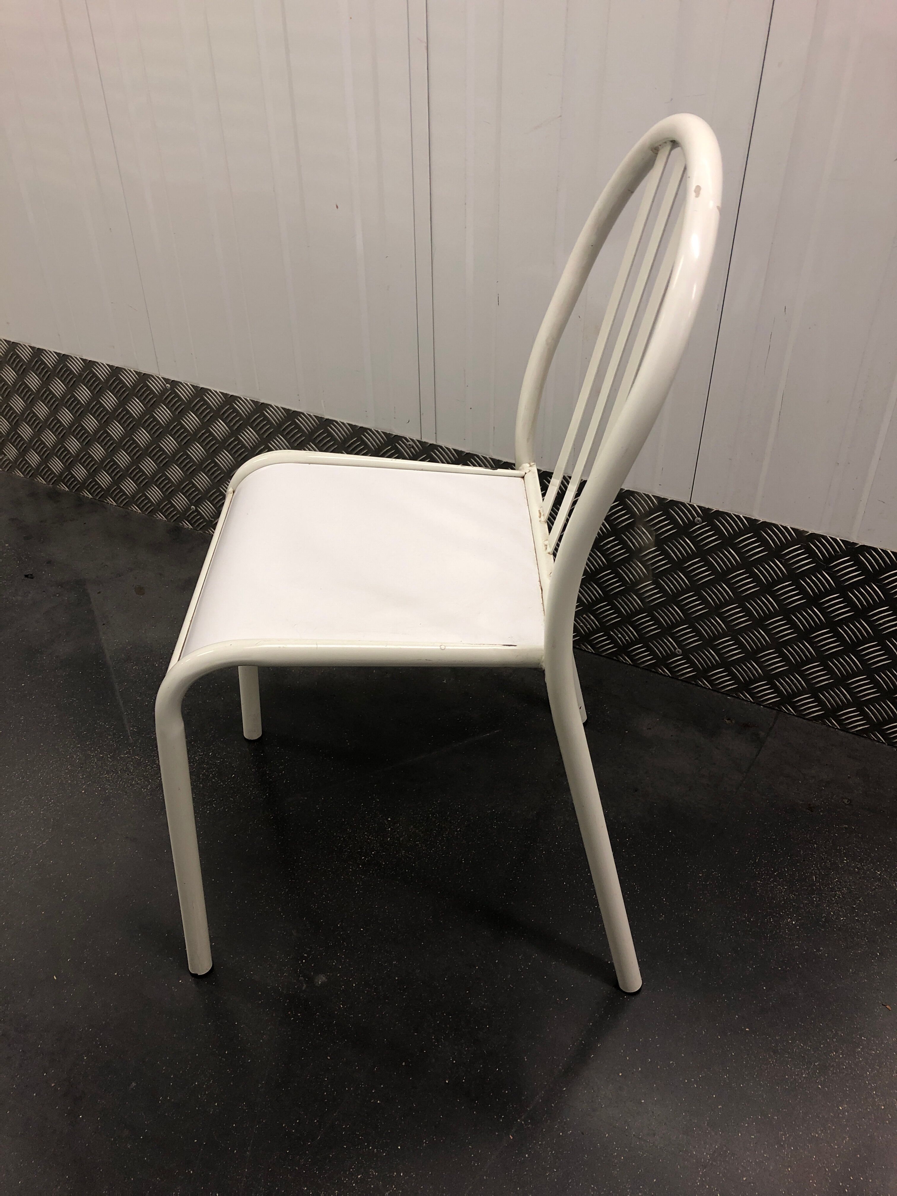 Mallet-Stevens chair with white wood and laqué metal 1970