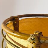 Floor lamp in rattan and japanese paper