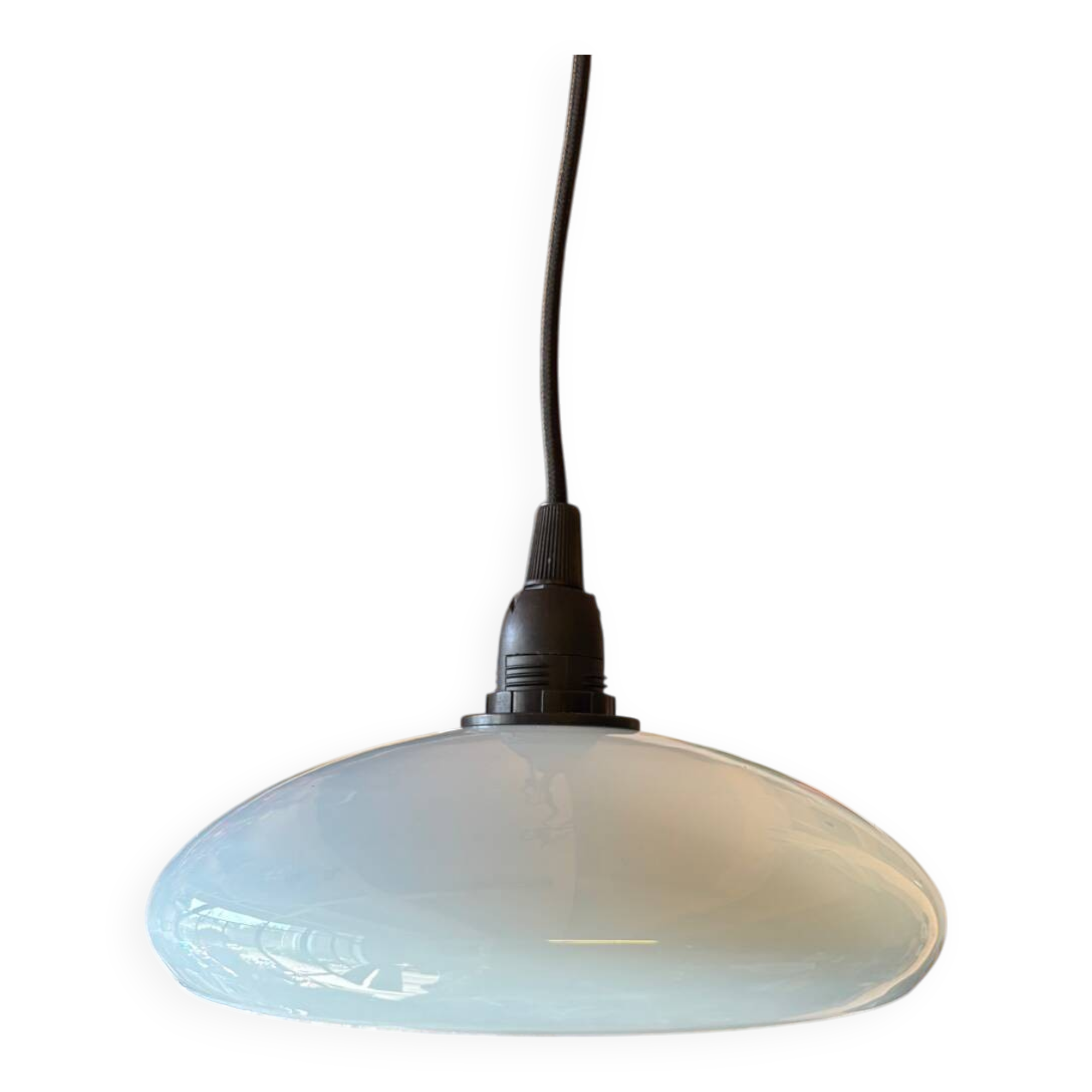 Vintage upcycled light blue opaline pendant light