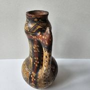 Kabyle Algerian pottery oil jar with polychrome geometric decorations