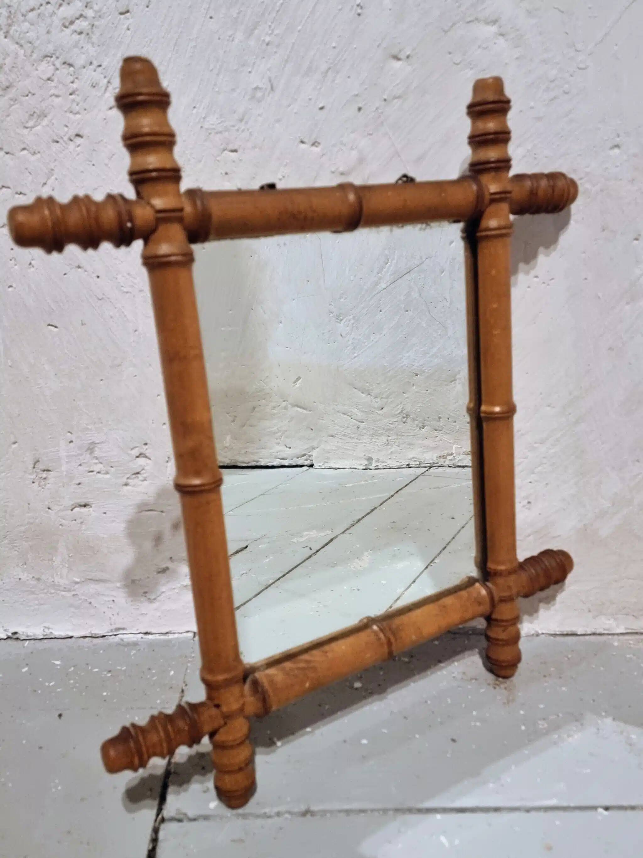 Antique French wall mirror in faux bamboo style – early 20th century