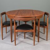 Iconic Dining Set by Hans Olsen – Teak Round Table and 4 Chairs, Denmark, 1960s