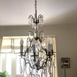 Bronze and crystal chandelier