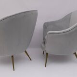 Attributed to Federico Munari Mid-Century Modern Italian Velvet Armchairs, 1950s