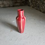 Red Art Deco Ceramic Vase Vierzon Louis Gueule