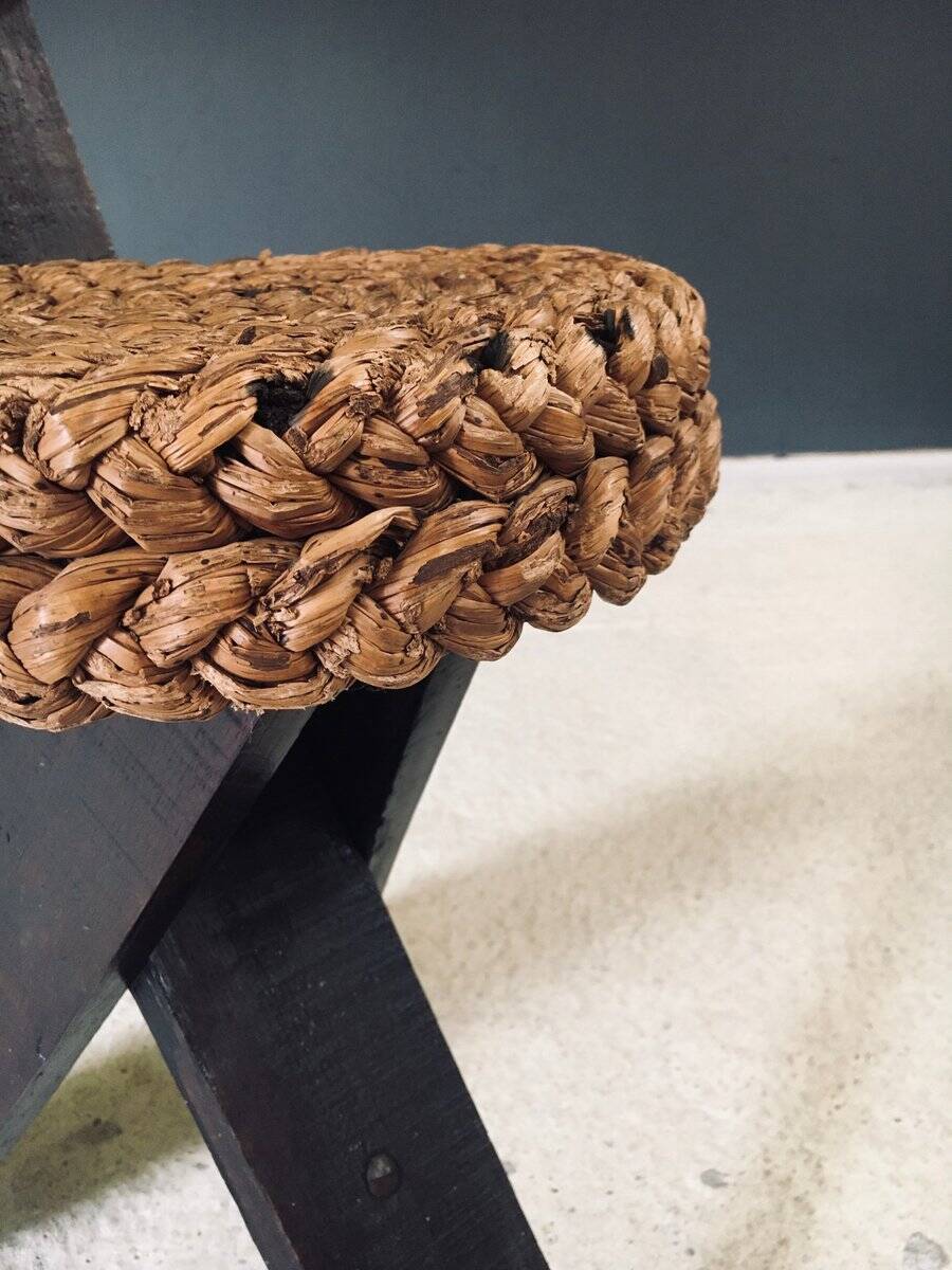 Mediterranean Tripod Side Chairs by Audoux Minet, France, 1950s, Set of 2