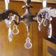Rococo chandelier with crystal pendants, 4 lights, brass and metal 1950/1960