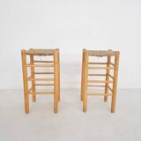 Set of two vintage rattan bar stools, The Netherlands 1970's