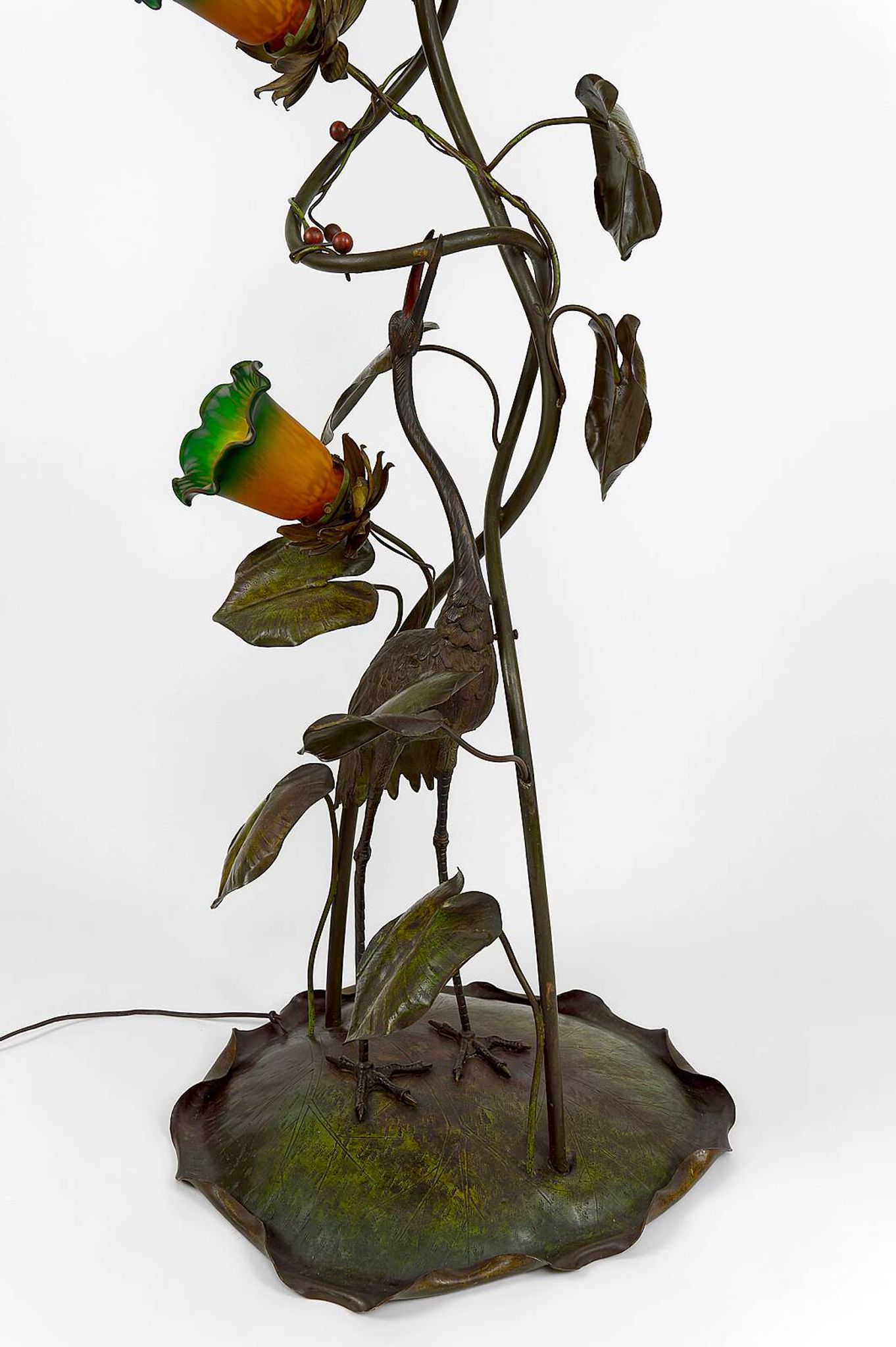 Japanese-style Heron floor lamp, Art Nouveau, France, circa 1900