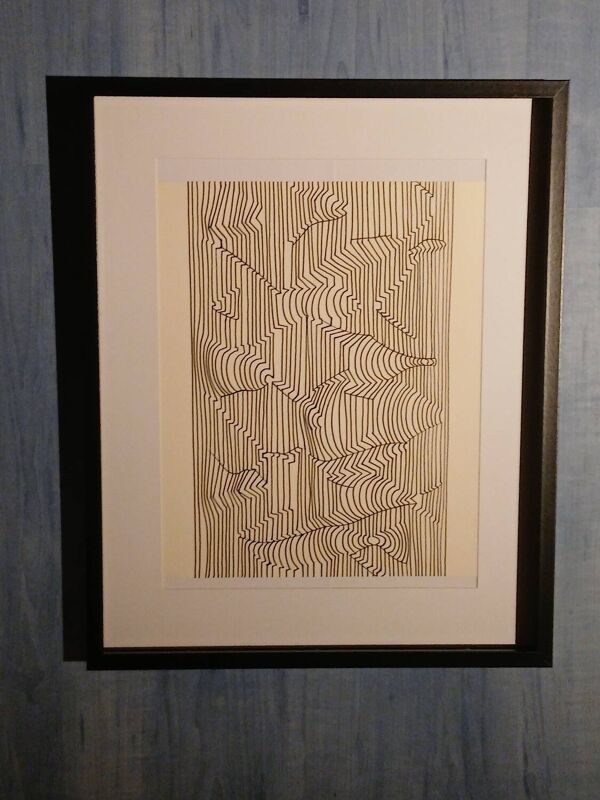 Tableau Vintage Art Optique - Victor Vasarely - Cadre 40x40cm