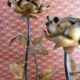 Hollywood Regency two-flowered metal candle, made in Italy