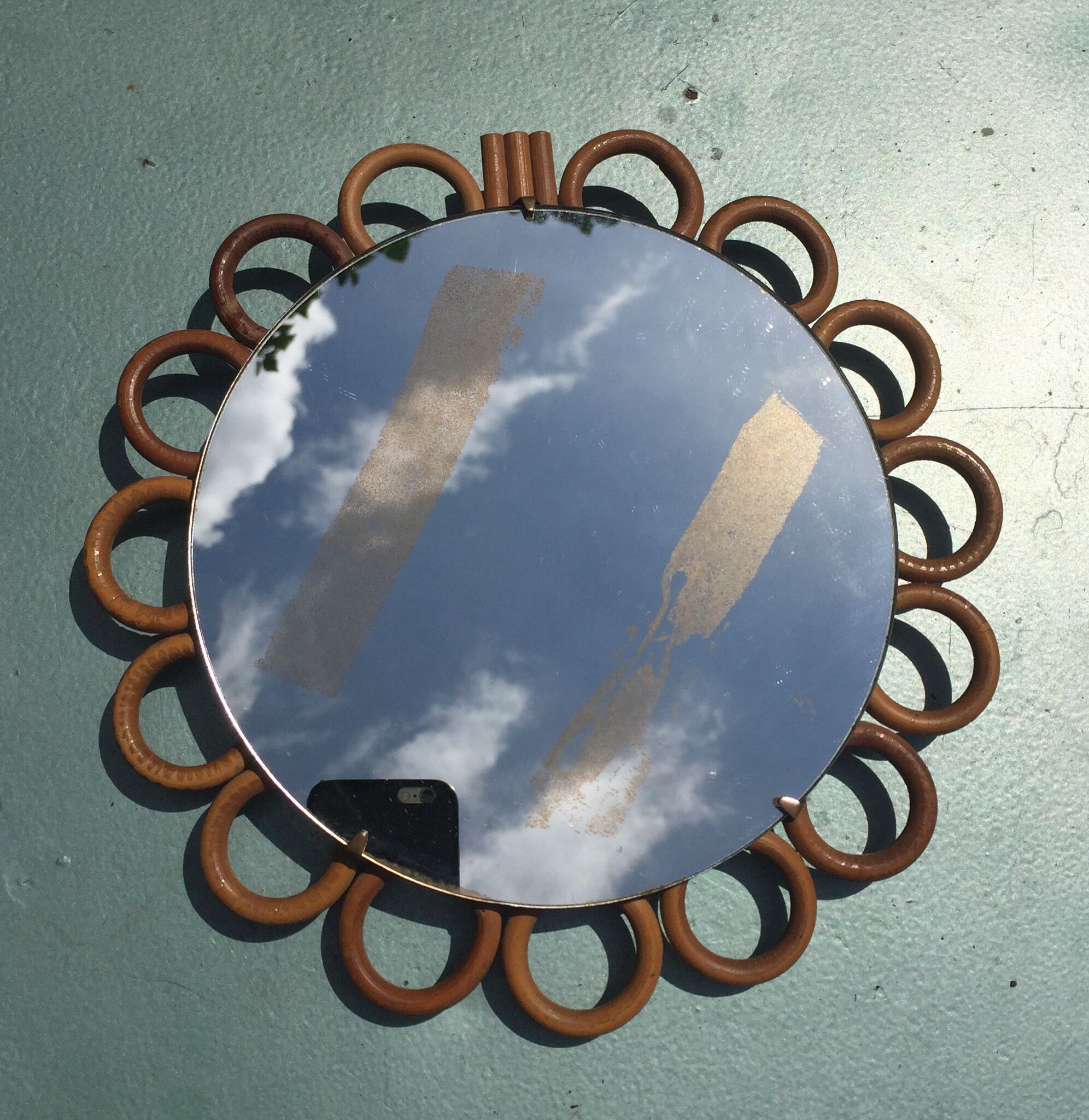 Mirror rattan 22x22cm