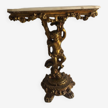 Baroque lion's foot console with marble top
