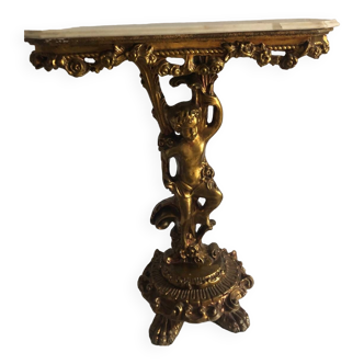 Baroque lion's foot console with marble top