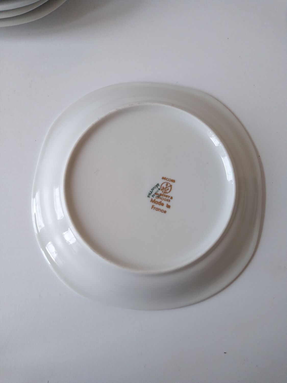 Limoges porcelain cheese service with drawing of regional cheeses and coats of arms 1 tray and 6 plates