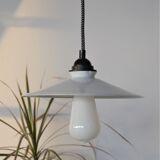 Vintage white opaline pendant lamp and retro cord