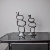 Pair of circle candlesticks by Matthew Hilton, England, 1980