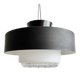 Holophane Ceiling Light Vintage 60s Black Metal and Frosted Glass Crafted