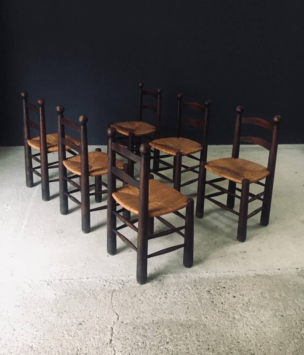 French Provincial Dining Chairs by Charles Dudouyt, France, 1940s, Set of 6