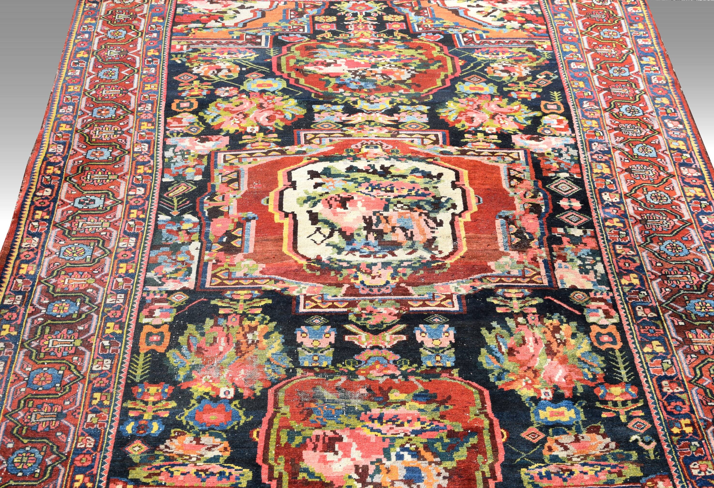 Antique Iranian Bakhtiar Faradombeh Oriental Rug: 3.37 x 2.13 Meters