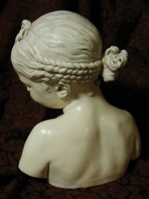 Sculpture bust girl "the laughing girl of Pigalle" terracotta patina