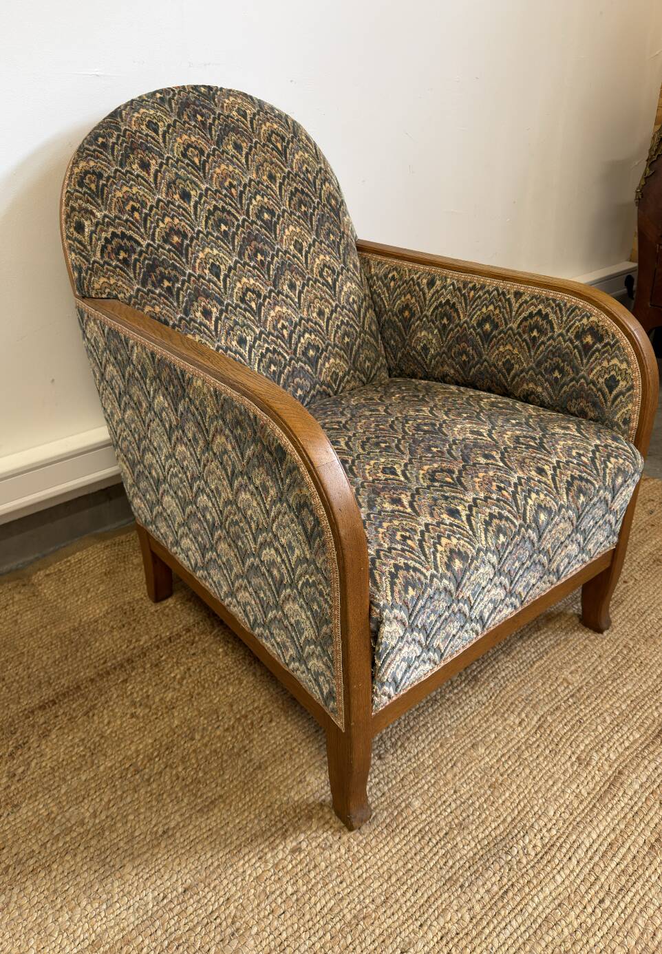 Vintage Art Deco club chair in curved wood