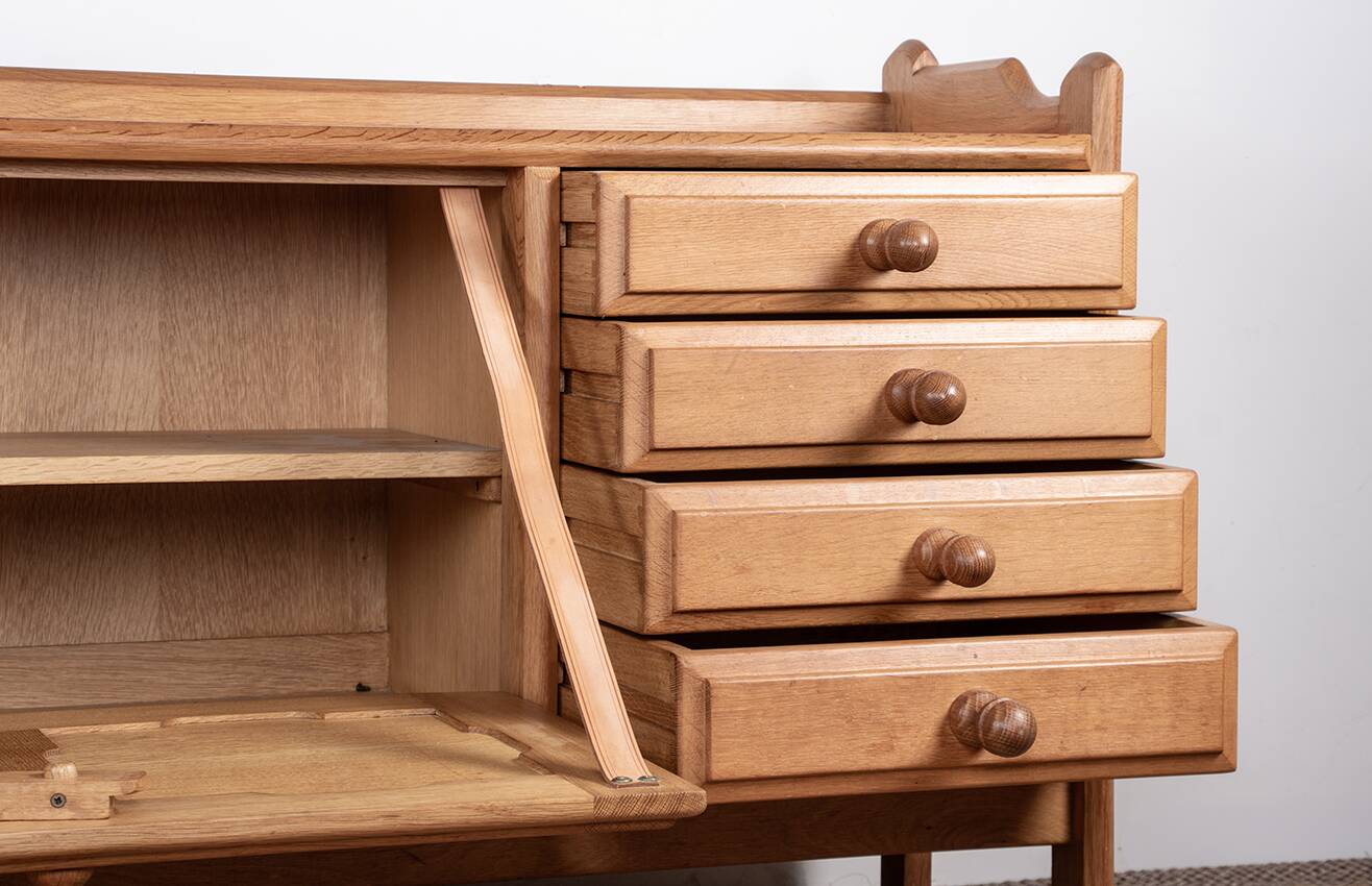 French enfilade in solid oak by Guillerme and Chambron 1960.