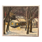 Original Swedish Oil on Panel – “Winter Landscape with House” by M. L. Jacobson – Signed – Vintage & Framed – 48 × 41 cm (18.9" × 16.1")