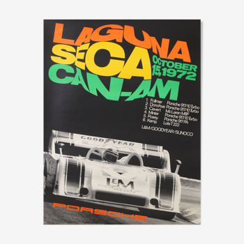 REICHERT PORSCHE LAGUNA SECA CAN-AM 1972 100,5X77 PRINTED IN GERMANY AFFICHE