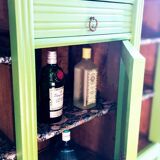 Art Deco Gin Buffet, painted in Farrow and Ball with a William Morris-inspired interior