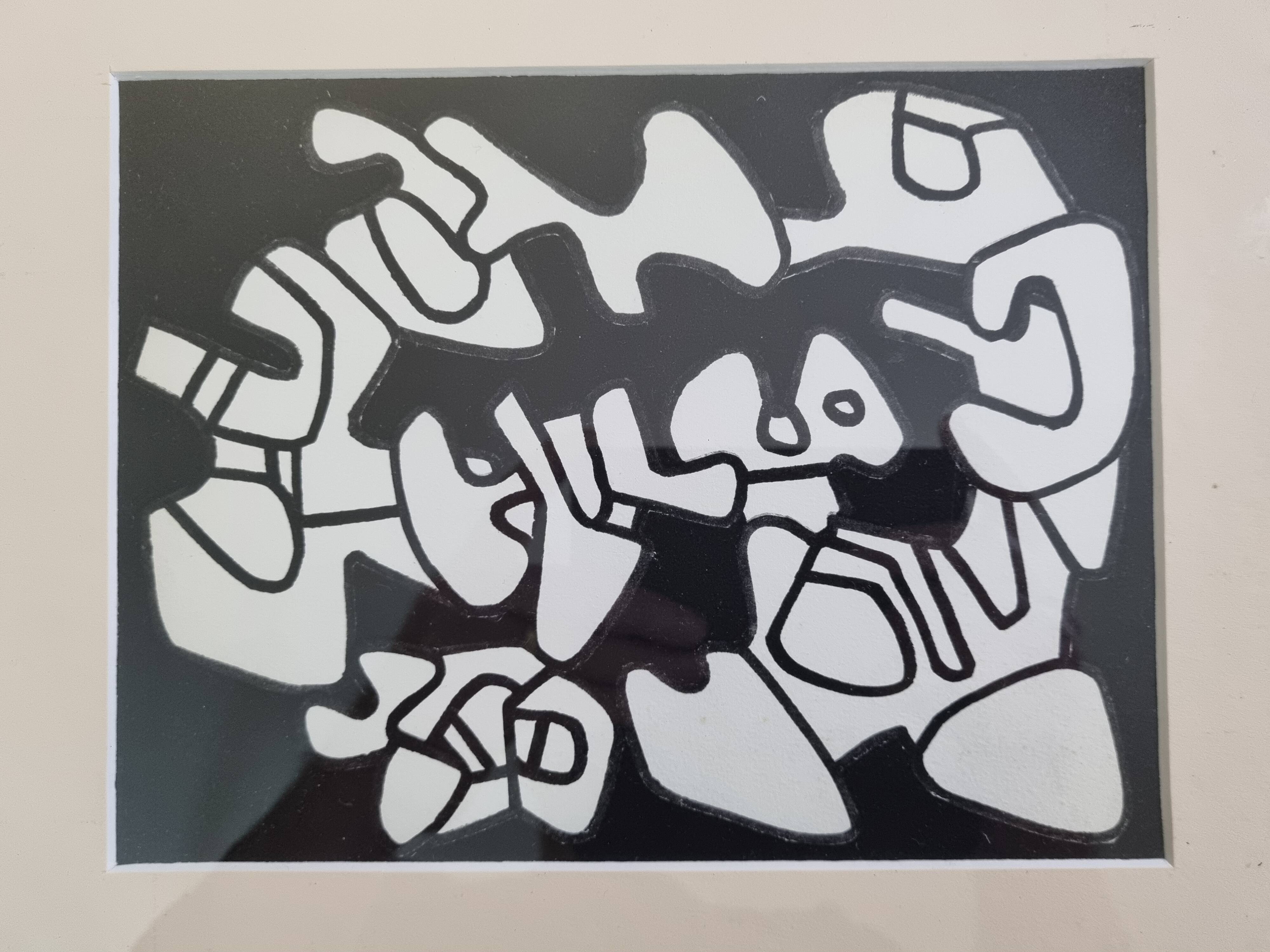 Screenprint after Jean Dubuffet framed under glass 26 cm by 32 cm