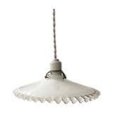 Opaline pendant lamp with porcelain socket