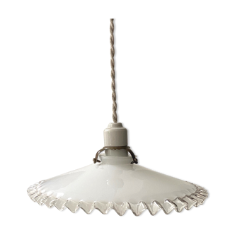 Opaline pendant lamp with porcelain socket