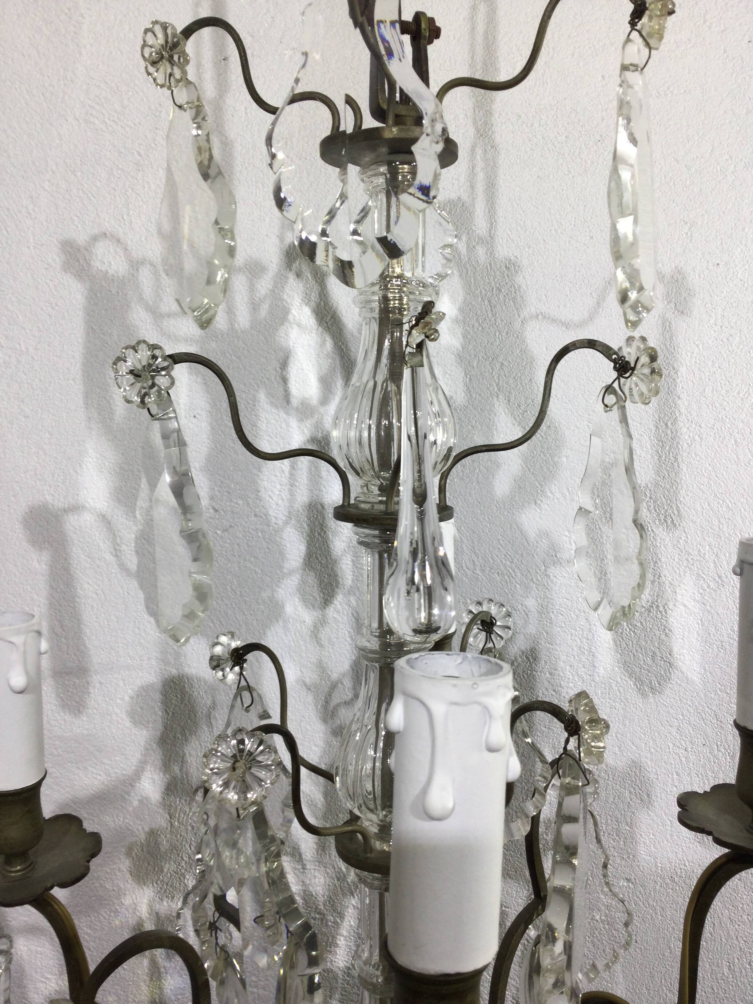 Chandelier 4 Lights Crystal And White Bronze