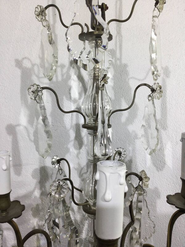 Lustre 4 Lumières Cristal Et Bronze Blanc