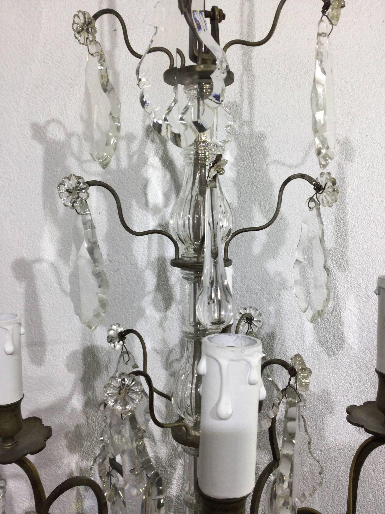 Chandelier 4 Lights Crystal And White Bronze