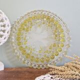 Vintage glass cake plate walther glass bubbles embossed