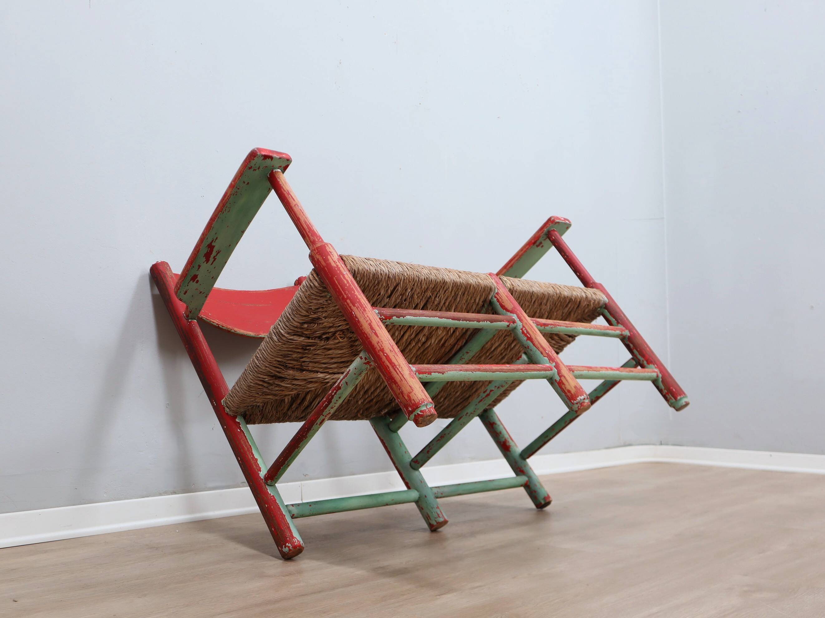 1930s Italian rustic wooden country chic bench