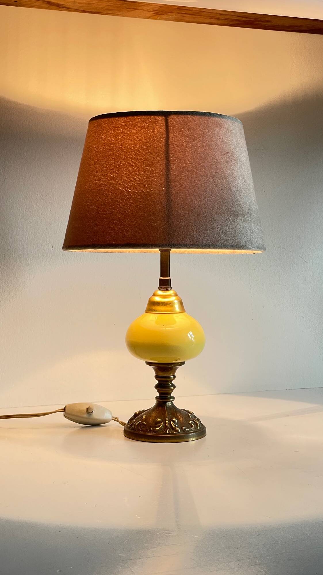 Old ceramic and bronze lamp