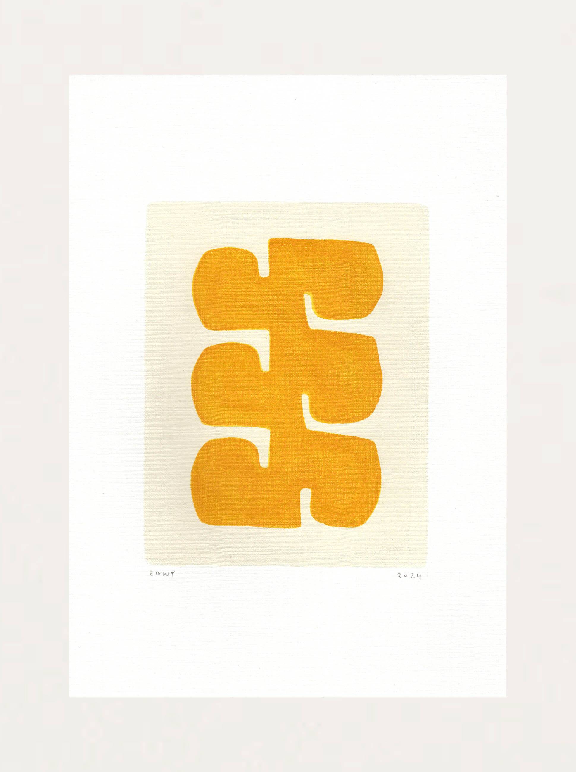 Four paintings - golden yellow - signed Eawy