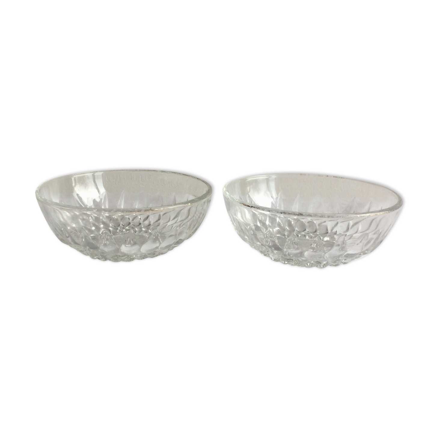 Set of 2 thick glass cups vintage