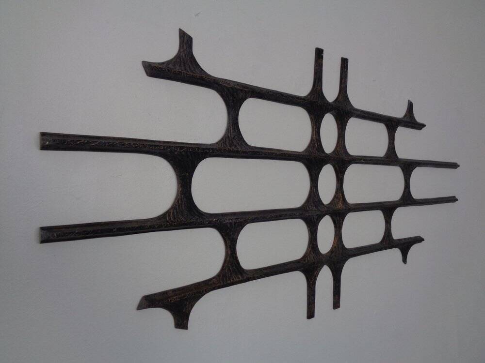 Large German Brutalist Iron Wall Sculpture, 1960s