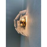 Pair of Contemporary Hammered Strips ”Listelli” Murano Glass Gold Wall Sconces by Simoeng