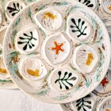 Interesting French porcelain oyster dish MBFA Pornic hand-painted marine M.
